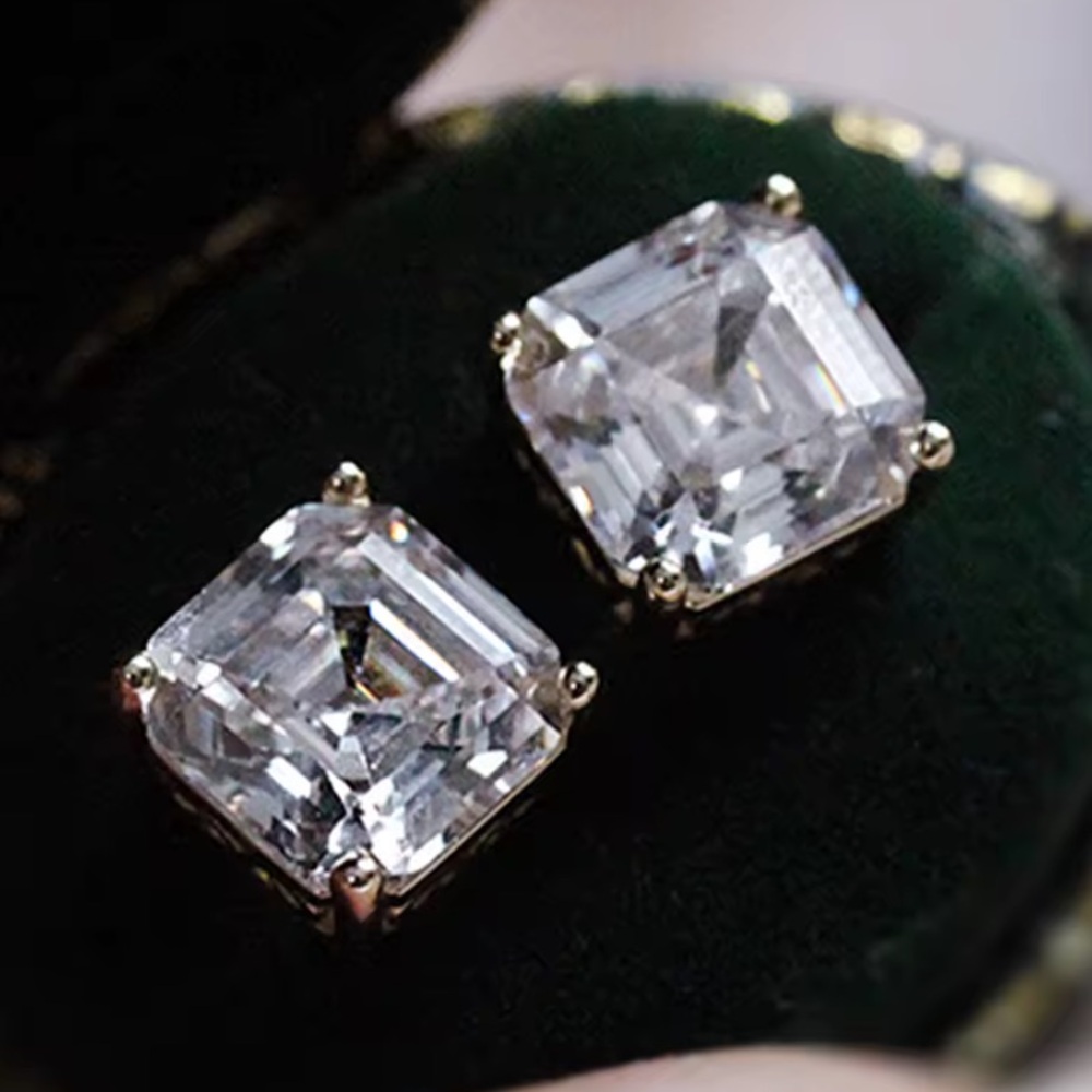 Sterling Silver Stud Moissanite Earrings View 3